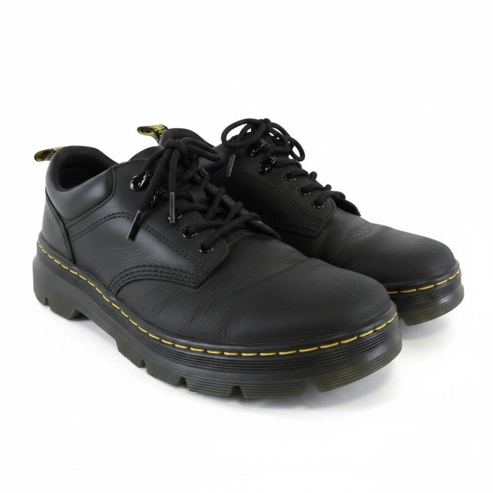 Dr. Martens Reeder Shoes Mens 10 Black Good Leather Low Top Lug Sole Hiker